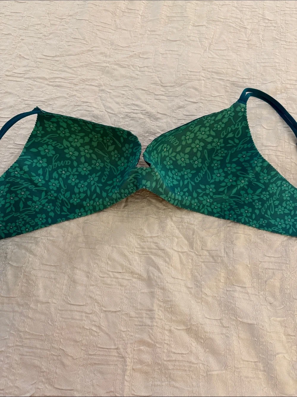 Victoria’s Secret Angels Secret Embrace Teal Floral Padded Push-Up Bra 36C - Picture 7 of 8